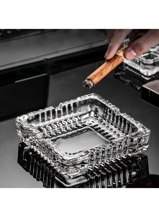 Square Glass Ashray for Cigars Cigarettes, 6 Large AshTray for Men Outdoor Use,  Ash Holder for r Patio Office Tabletop Home Decoration - Image 3